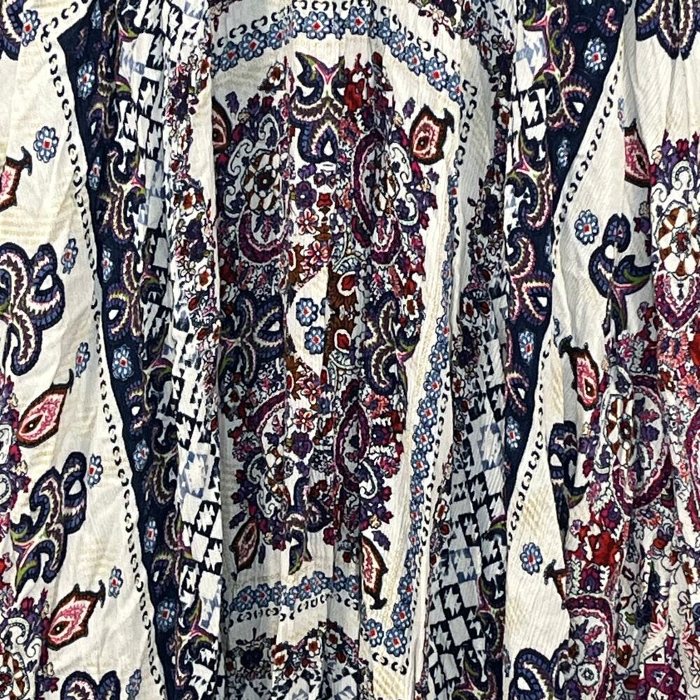 Bila Women Midi Dress Floral Multicolor Boho Rayon Beach Size M Asymmetric Hem - Picture 8 of 12